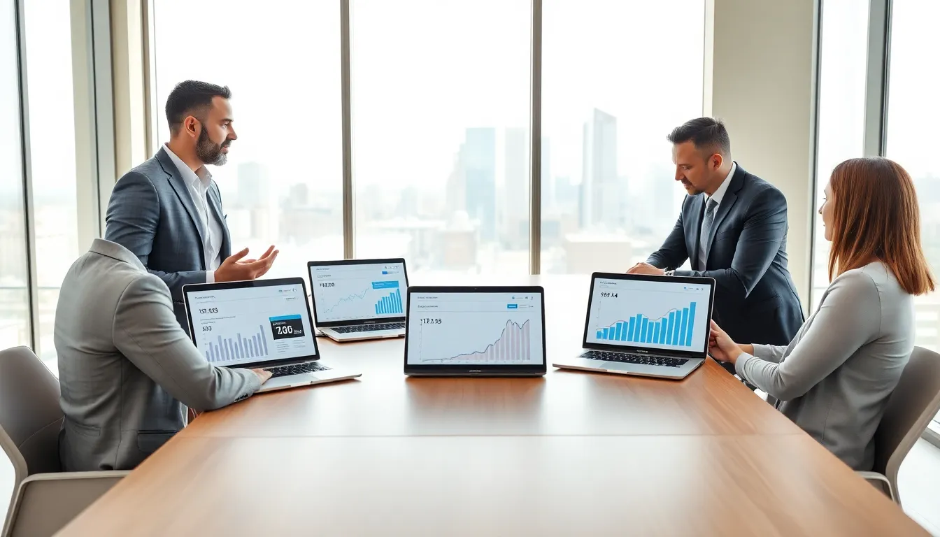 diverse team discussing property investment loans in a modern office.